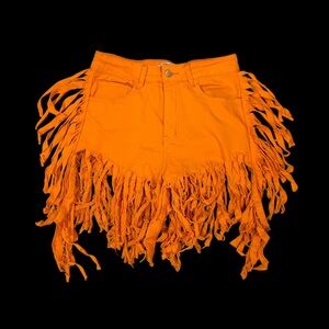 Daisy Duke Orange Fringe Cutoff Shorts - Medium
